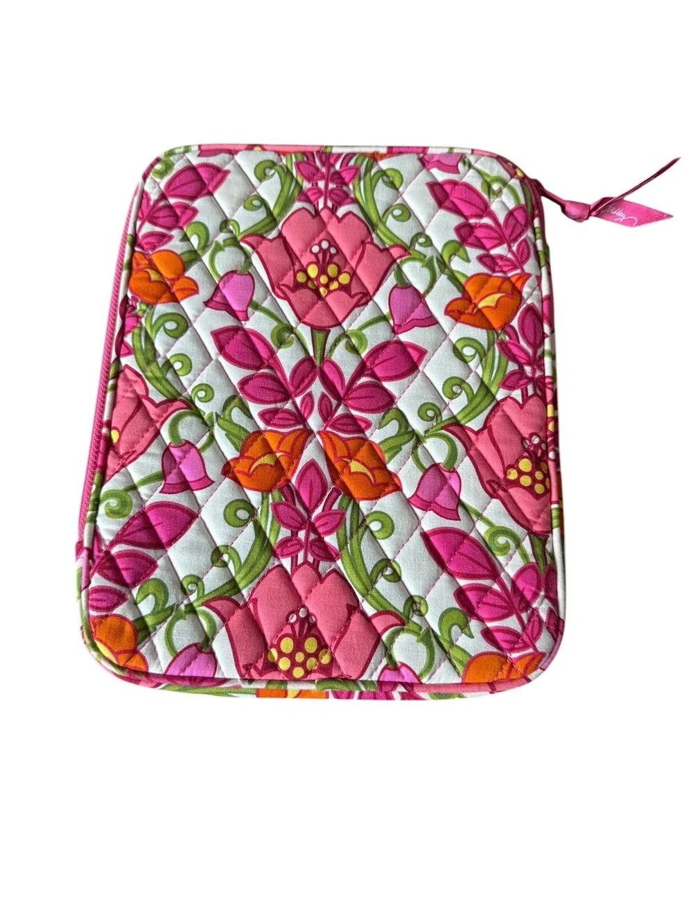 Vera Bradley Quilted Tablet iPad Sleeve Pouch Folkloric Pink Orange Floral NWOT